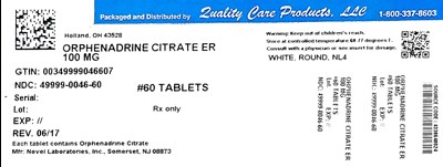 Orphenadrine Citrate Er 100 mg Label 14 (Orphenadrine Citrate 100mg Sandoz 14)